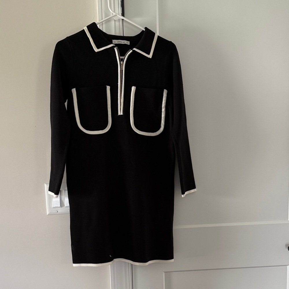Elegant Black and White Women's short Dress